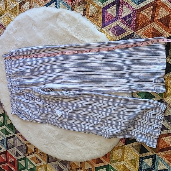 Ellen Tracy Blue & White Stripe Linen Blend Lightweight Summer Wide Leg Pants - Picture 13 of 13